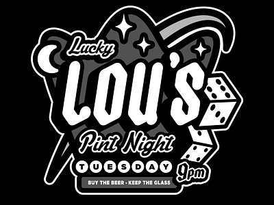 Lucky Lou's Pint Night beer branding casino design dice graphic design illustration moon vegas