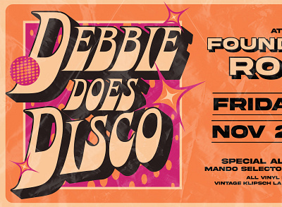 Debbie Does Disco 70s design disco flyer gigposter graphic design lettering retro typography vintage