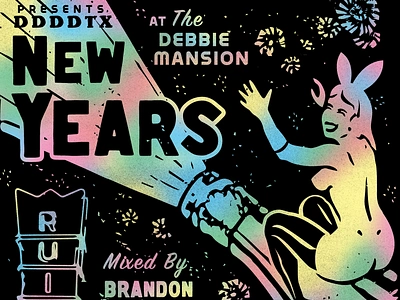 New Years Eve Party design fireworks flyer gigposter graphic design illustration new years playboy poster vintage