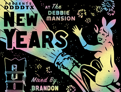 New Years Eve Party design fireworks flyer gigposter graphic design illustration new years playboy poster vintage