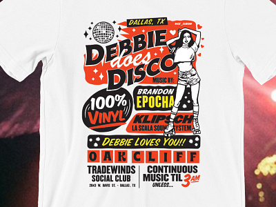 Debbie Does Disco Shirt 60s 70s design disco graphic design illustration poster art retro rollerskate shirt design typography vintage