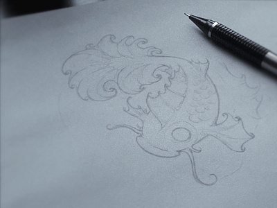 Koi Process drawing fish koi pencil tattoo vector
