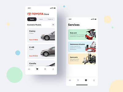 Concept Mobile App for dealer center Toyota