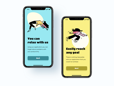 Productivity app onboarding colorful illustration ios app mobile app mobile design onboarding screen ui