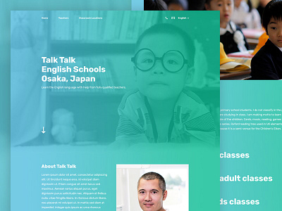 Talk Talk English School Homepage Screenshot design digital english interface japan school teaching typography ui web