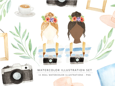 Watercolor Illustrations Pack - The photographer