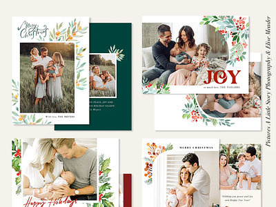 Christmas Photocard Templates Bundle | Winter Watercolor