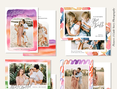 Thanksgiving Photocard Templates Bundle | Watercolor Cubes