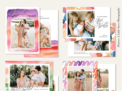 Thanksgiving Photocard Templates Bundle | Watercolor Cubes