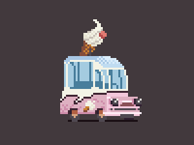 Ice-cream car car illustration pixel art