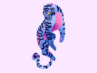 Blue tiger animal figma illustration paint tiger