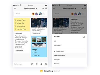 Google keep Concept app figma interface keep mobile note
