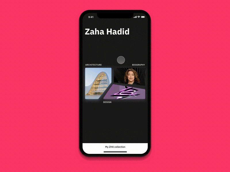 Zaha Hadid tribute app clean concept hadid ios mobile ui zaha