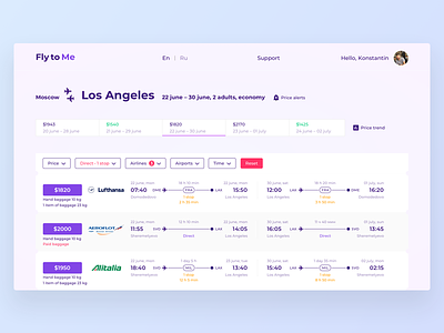 Fly to Me✈️ airline airplane concept design desktop flight flights layout search ui ux web