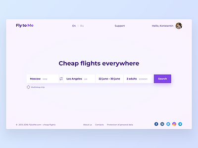 Fly to Me✈️ airline airplane concept design desktop flight flights layout search ui ux web