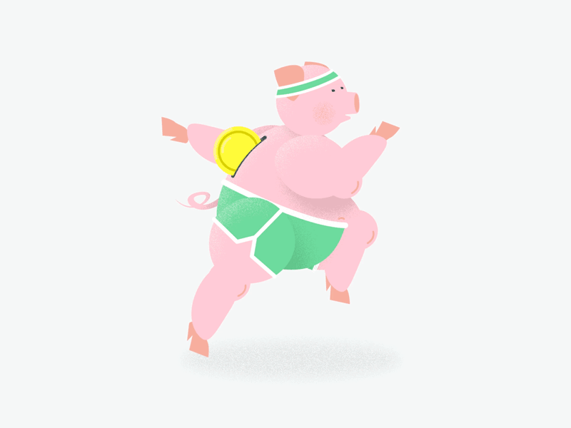 Run Piggy Bank! Run! 2danimation after effects animation flat gif illustration instagram money pig piggy piggybank run run cycle running sporty test