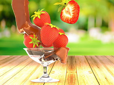 3D Strawberry with chocolate