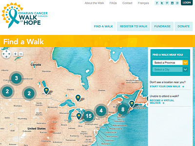 OCC Walk for Hope Location Finder cancer finder hope location ovarian walk