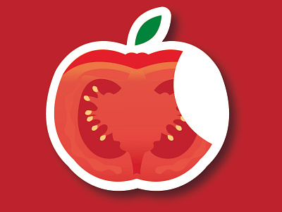 Bitten Tomato Sticker color design red sticker