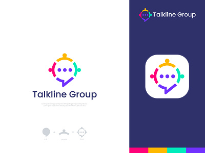 Talkline Group Logo association branding chat community conversation creative design graphic design group logo professional talk talkline team unique