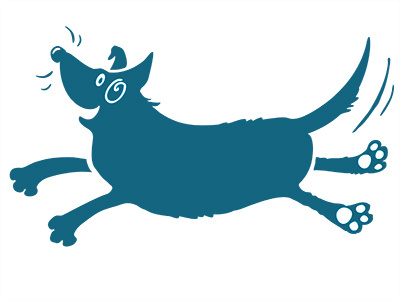 Blue Green Doggie dog illustration logo