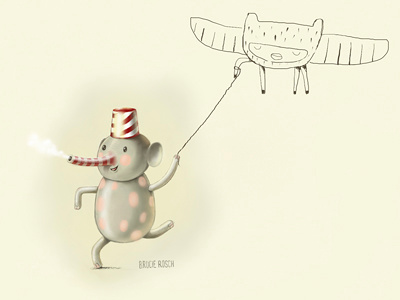 Phant elephant illustration kite steam striped