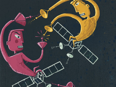 Skyfight illustration orbit satellites space wall street journal