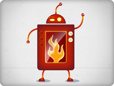Destroyrobot 2 character fire illustration red robot