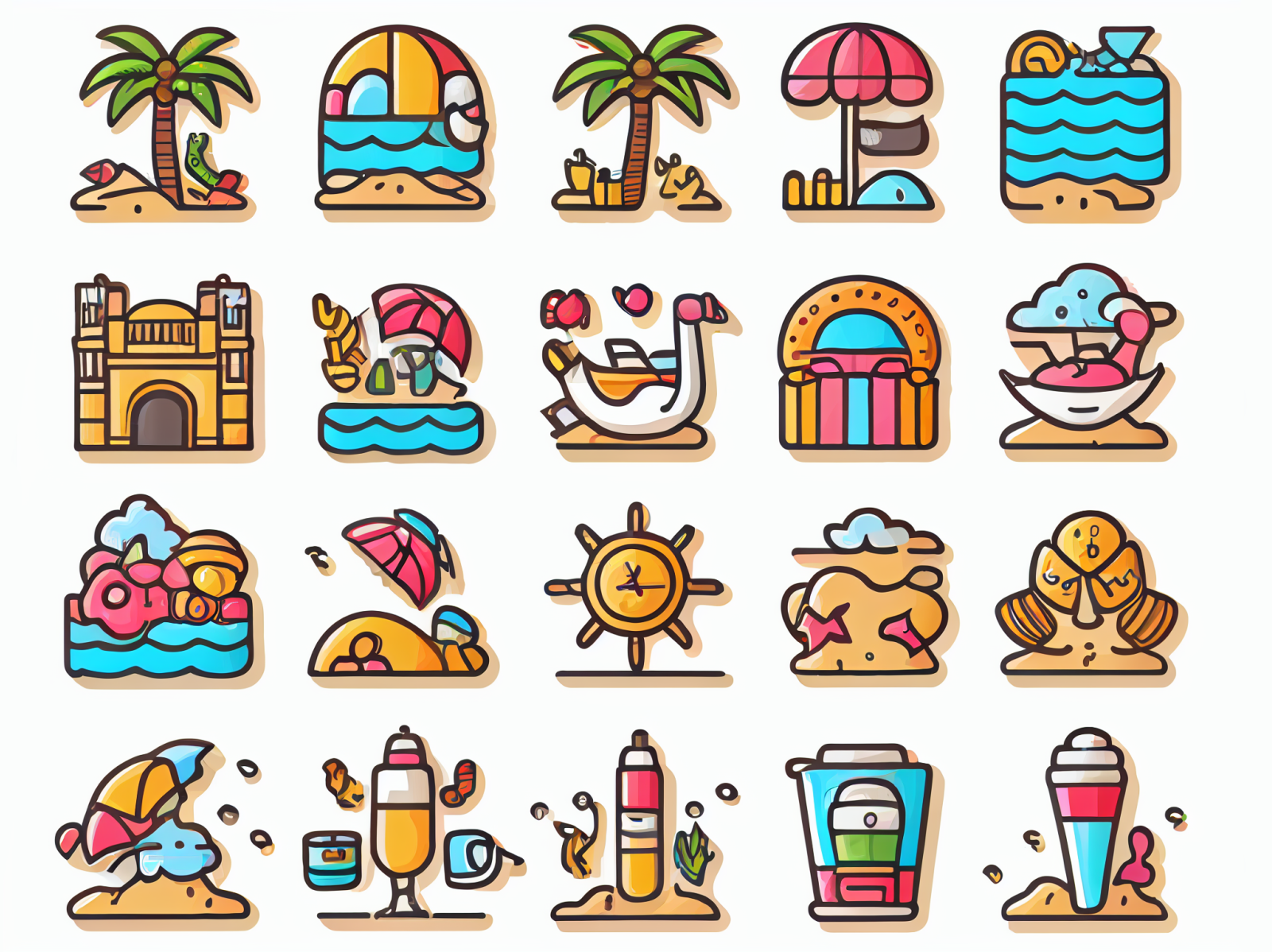 Beach Icons Set by chandrika abeygunawardena on Dribbble