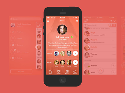 App Showcase Slider app chat flat3d iphone mobile mockup red slider