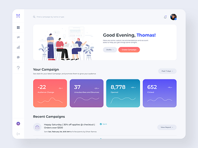 Dashboard Design with Gradients and Graphics