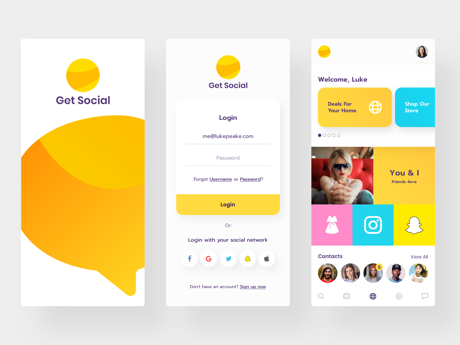 Get Social App Mobile Designs by Luke Peake for TIB Digital on Dribbble