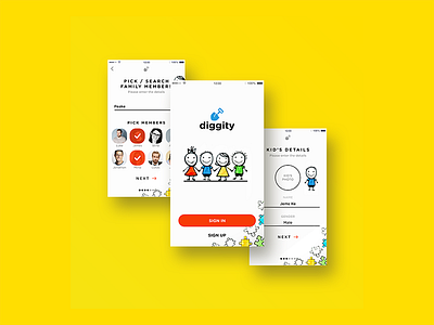 Family Related Mobile App Design 2d app branding cartoon colorful design doodle illustration inspiration kids ui vector