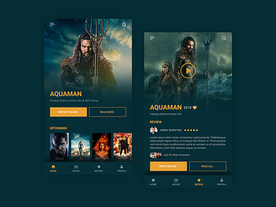 Movie Database & Review Mobile App action app branding cinema clean design designer inspiration movie review ui ux