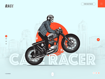 Cafe Racer Website Design animation auto blue branding cafe racer clean design designer graphics illustration inspiration motorbike motorcycle red responsive typography ui ux webdesign website