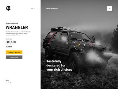 Wrangler Off-Road Website Design 4x4 animation branding clean design designer flat inspiration logo offroad responsive typography ui ux vehicle vehicle design video web design webdesign website