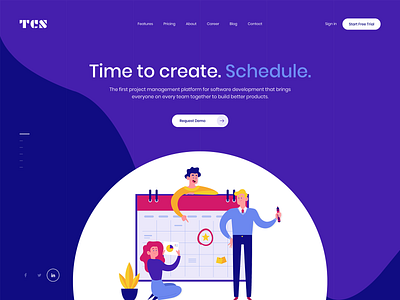 Schedule Software Website Design calendar clean dark design design agency graphics icon illustration pattrerns purple schedule software typography ui ui design ux vector web design website website design