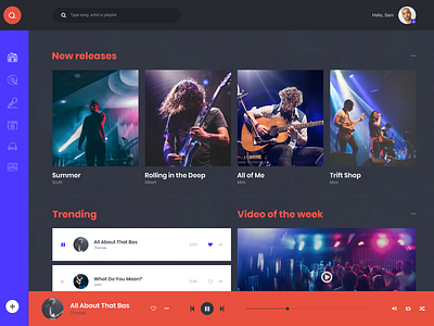 Web Based Music Player bold branding clean dark design desktop desktop app full width inspiration music app music app ui music application music player music player app music player ui ui ux web webdesign website