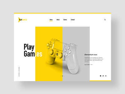 Play Gam.es Website Design bold clean design font fullwidth games grey inspiration logo materialdesign ui ux vector website yellow