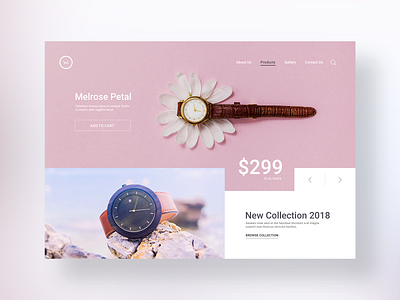 Watch Brand Ecommerce Website bold color design designer ecommerce fashion fullwidth illustration inspiration photography pink shopping typography ui ux watch watches website