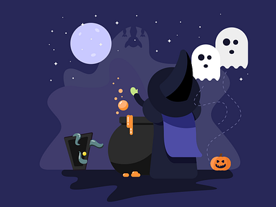 Happy Halloween flat illustration ghost halloween happy halloween illustration monster witch