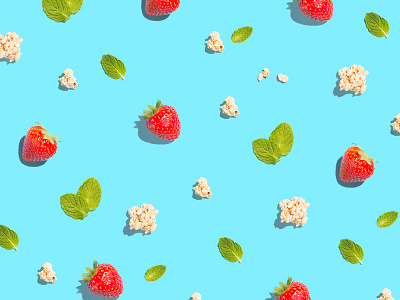 Snacks on Snacks on Snacks food photography granola mint pattern photography product photography product styling snacks strawberries styling