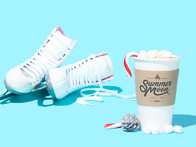 Skates and Coffee candy canes coffee hot chocolate marshmallows photography pine cones product styling skates