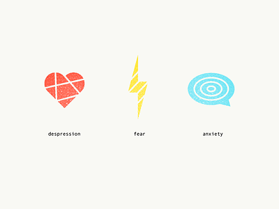 Mental Health Icons anxiety chat bubble concept depression fear heart icons illustration lightning bolt mental health