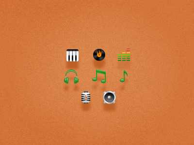 Music icons green icon music note phone phones piano speaker