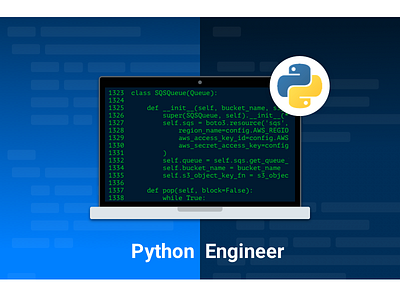 Python Engineer job position graphic code engineer illustration job python work