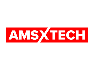 New logo for AMSxTech amsterdam conference logo red simple slack tech white