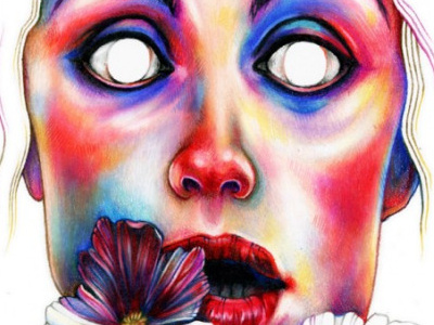 Nothing art colour coloured drawing face flower illustration pencil portrait