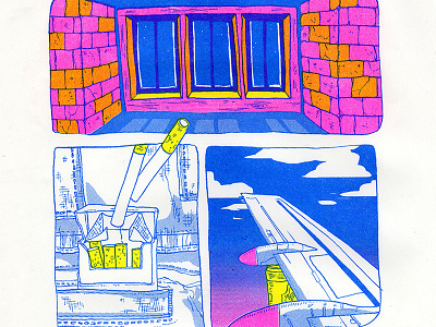 Packet of cigarettes cigarettes colour of packet plane print printmaking printmedia riso risograph window