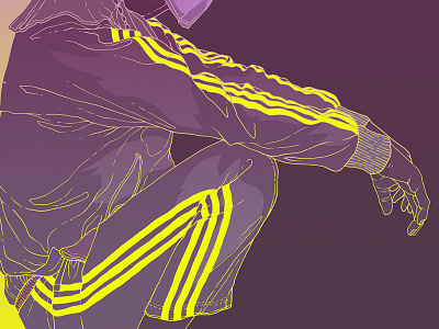 three stripe drawing illustration ink purple yellow